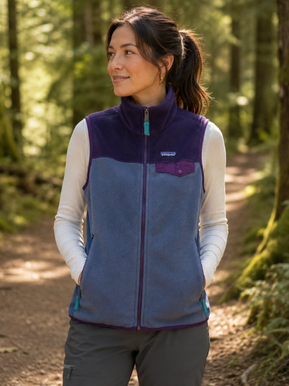Patagonia Synchilla snap t purple gray vest
